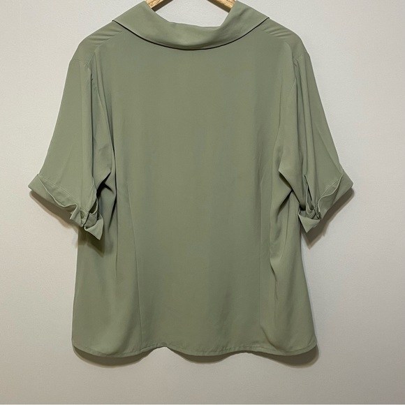 Laura Scott Sage Green Cottagecore Short Sleeve Blouse Large - Picture 4 of 4